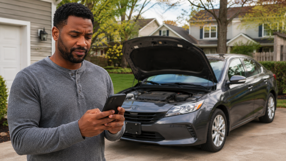 Customer submitting a mobile mechanic service request